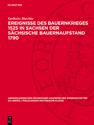 cover image of Ereignisse des Bauernkrieges 1525 in Sachsen der sächsische Bauernaufstand 1790